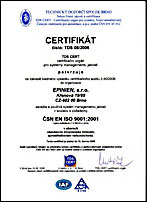 Certifikt SN EN ISO 9001:2001